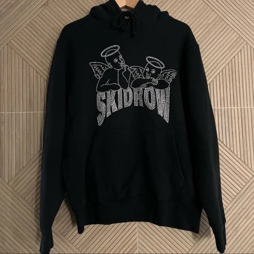 Skid row rhinestone hoodie